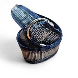 Vineyard Vines Adjustable Plastic Coated Canvas Blue D-Ring Belt Size M